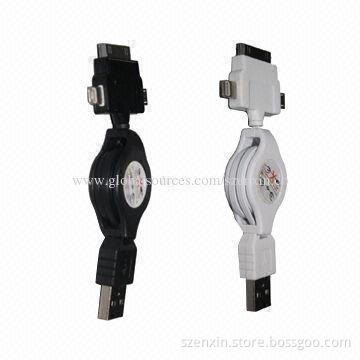 3-in-1 Retractable Cable for iPhone 4/5/5S/5C and Micro USB Port Smartphones
